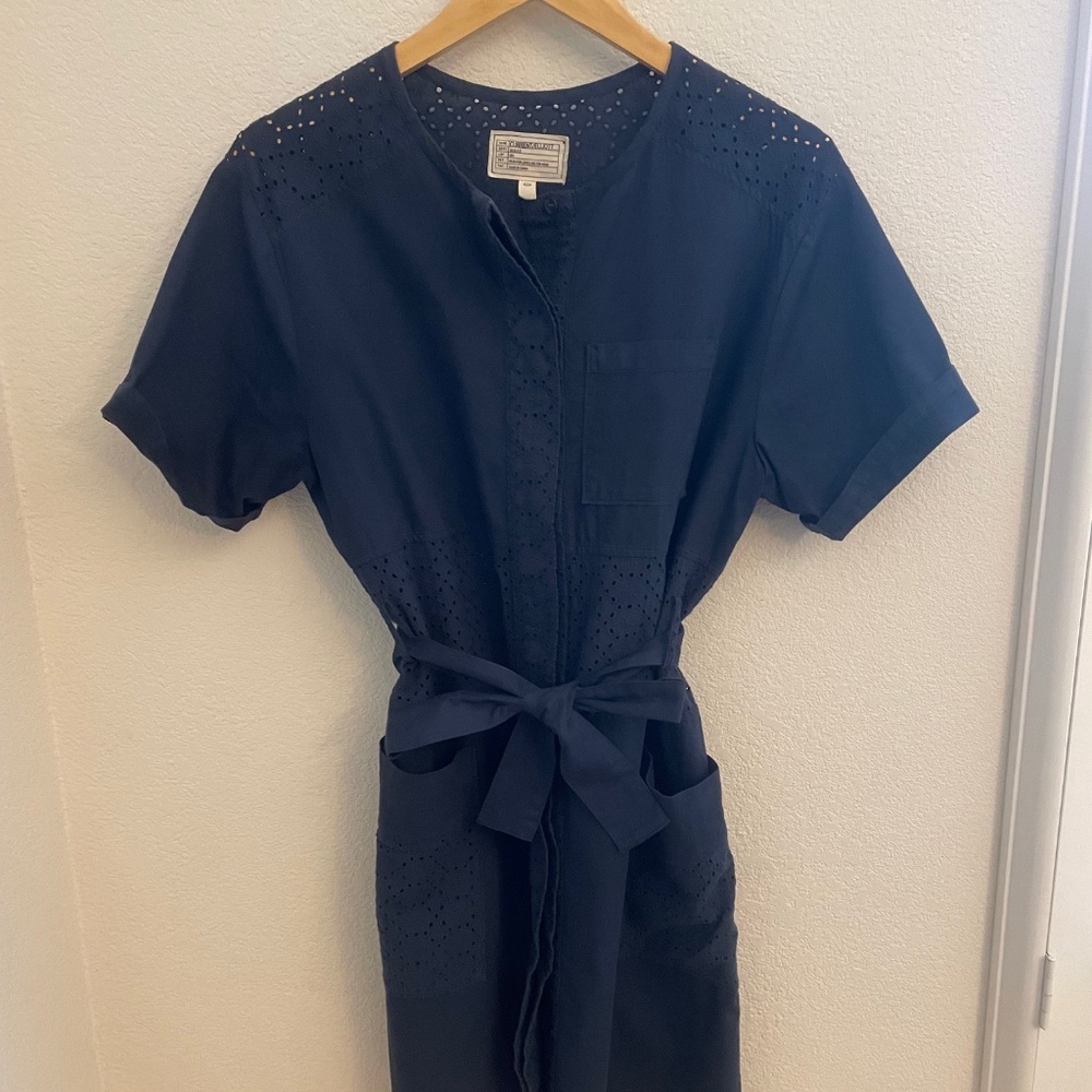 CURRENT/ELLIOTT Embroidered Eyelet Belted Shirtdress